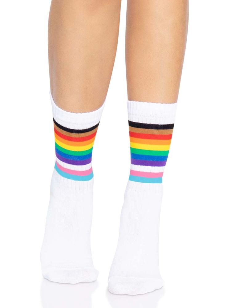 SO8584 Шкарпетки жіночі в смужку Leg Avenue Pride crew socks Rainbow, 37–43 розмір
