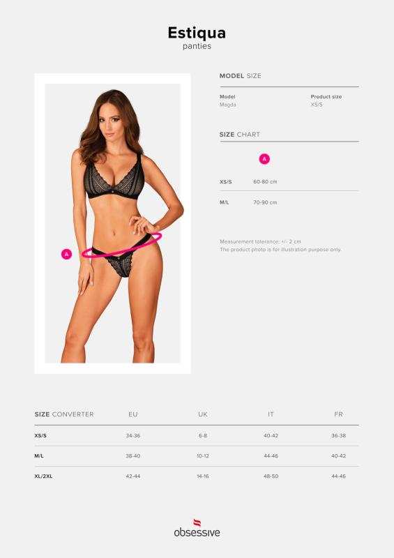 SO7261 Мереживні трусики із заниженою талією Obsessive Estiqua panties M/L, чорні