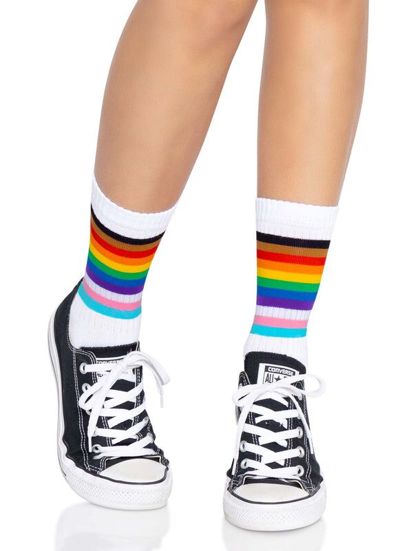 SO8584 Шкарпетки жіночі в смужку Leg Avenue Pride crew socks Rainbow, 37–43 розмір