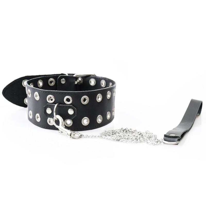 SO7524 Нашийник Art of Sex - Tessa з повідцем з натуральної шкіри, колір чорний
