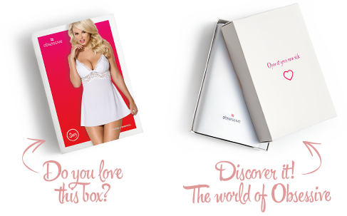 SO7155 Сатиновий пеньюар з мереживом Obsessive 810-BAB-2 babydoll & thong L/XL, білий, пеньюар, танга