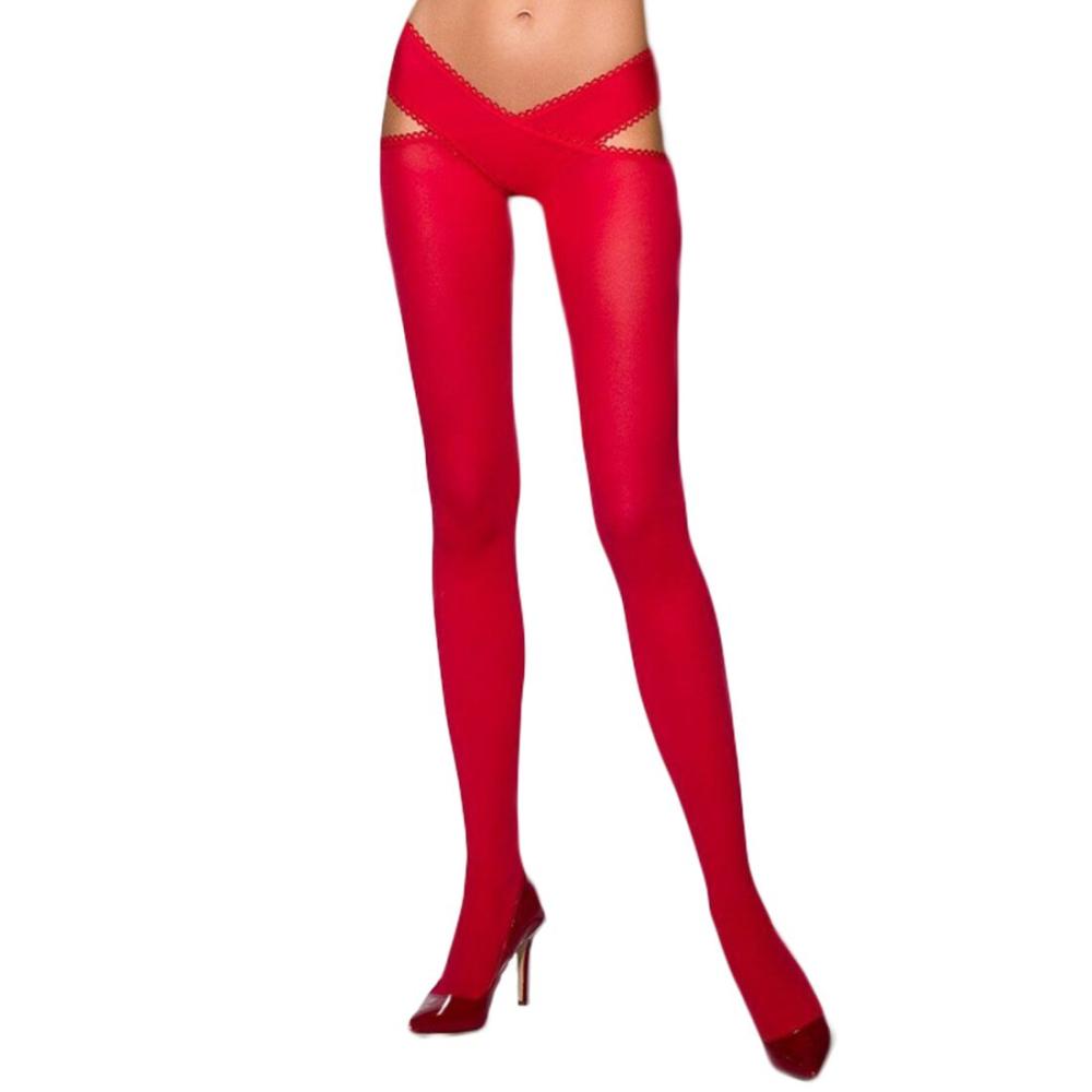 PS24511 Еротичні колготки TIOPEN 005 roso 3/4 (60 den) - Passion, з вирізом, оригінальний пояс