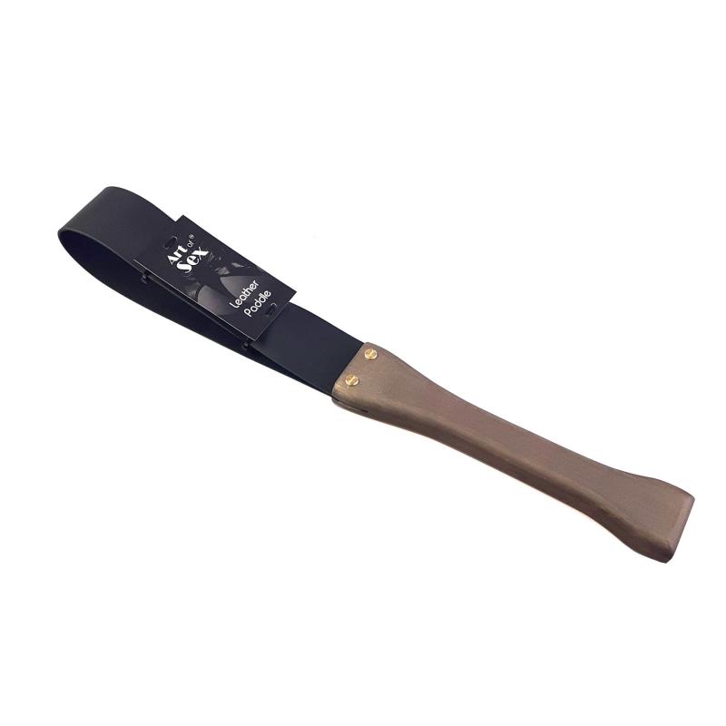 SO7492 Ляскалка Art of Sex - BDSM з дерев'яною ручкою, натуральна шкіра