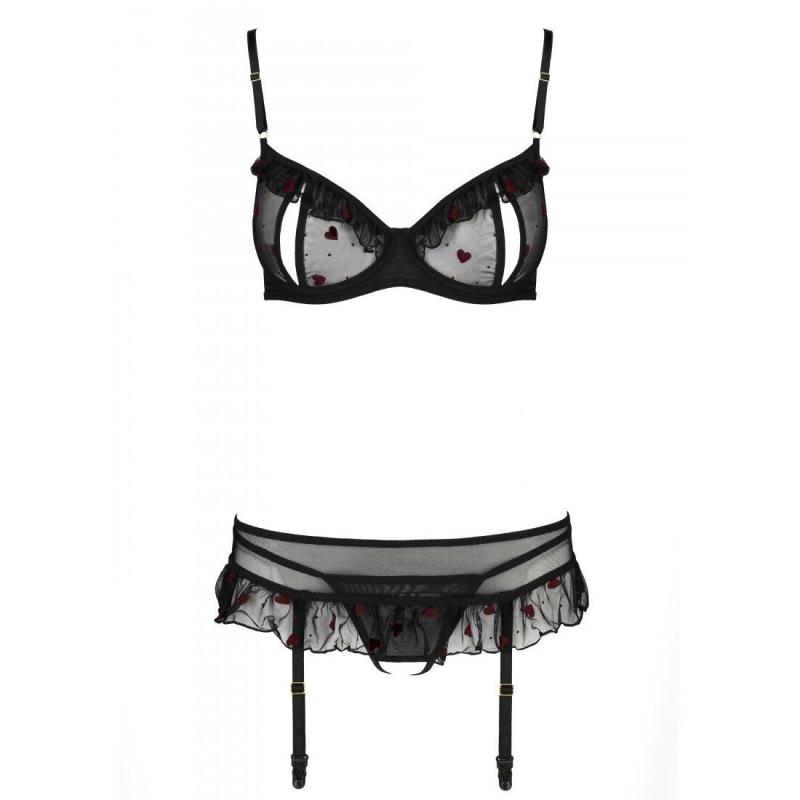 SO4777 Сексуальний комплект з поясом для панчіх LOVELIA SET black L/XL - Passion