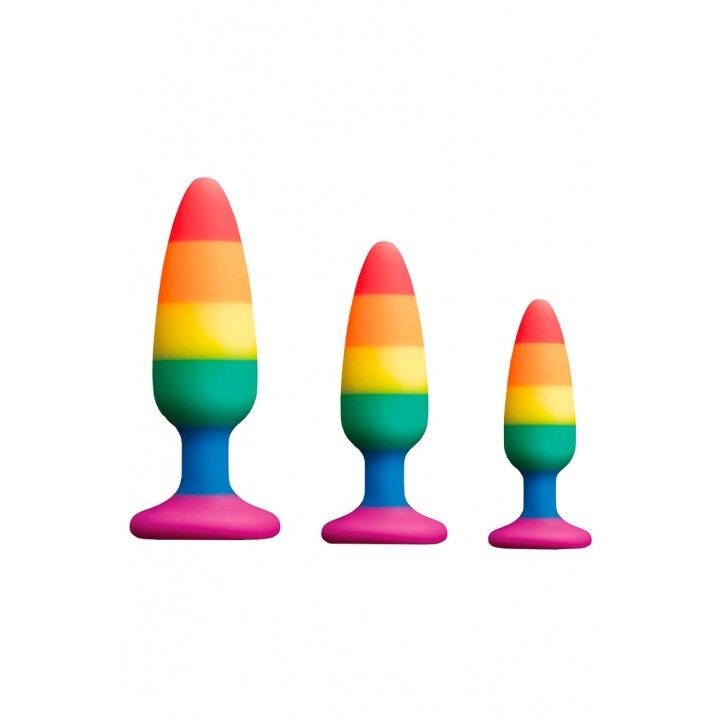 SO7424 Силіконова анальна пробка Wooomy Hiperloo Silicone Rainbow Plug S, діаметр 2,4 см, довжина 9 см