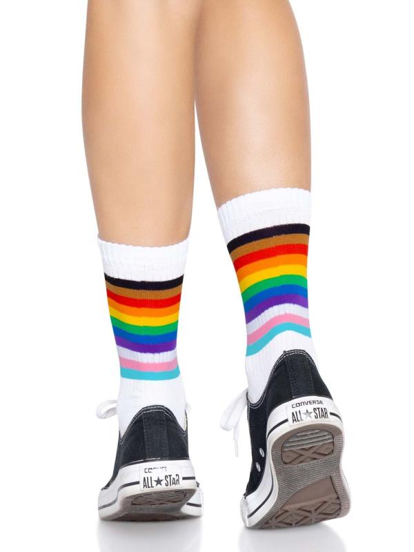 SO8584 Шкарпетки жіночі в смужку Leg Avenue Pride crew socks Rainbow, 37–43 розмір