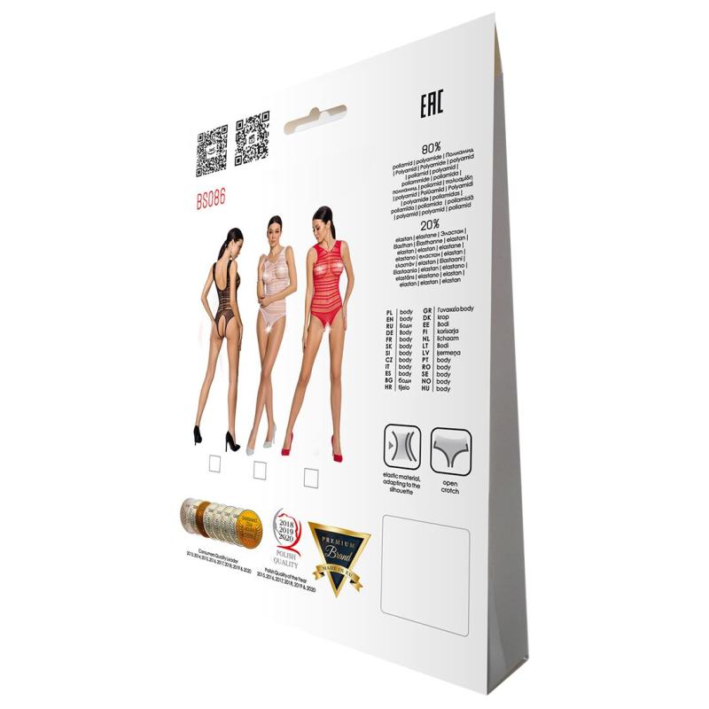 SO6376 Бодістокінг з доступом Passion BS086 black, вертикальна сітка, виріз на спинці