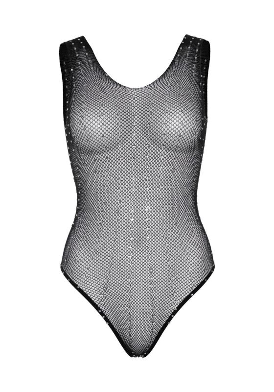 SO7897 Leg Avenue Rhinestone fishnet bodysuit OS Black