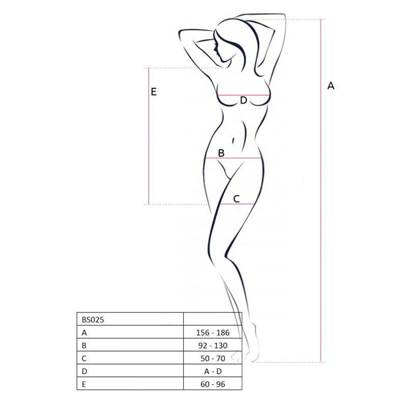 PBS025W Бодистокинг Passion BS025 white, платье-сетка, спущенное плечо, длинный рукав