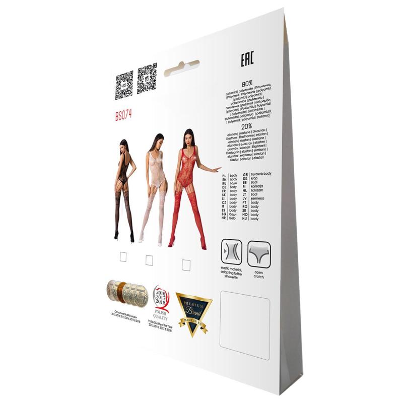 SO4149 Ажурний бодістокінг з імітацією панчіх Passion BS074 white