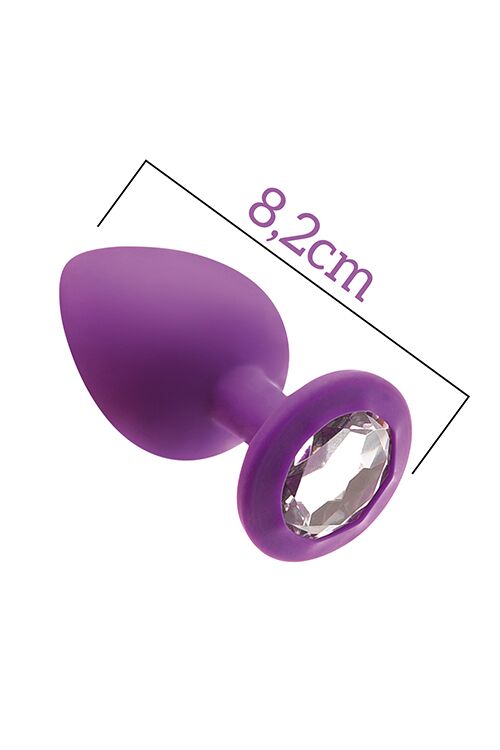 SO4626 Анальна пробка з кристалом MAI Attraction Toys №48 Purple, довжина 8,2 см, діаметр 3,5 см