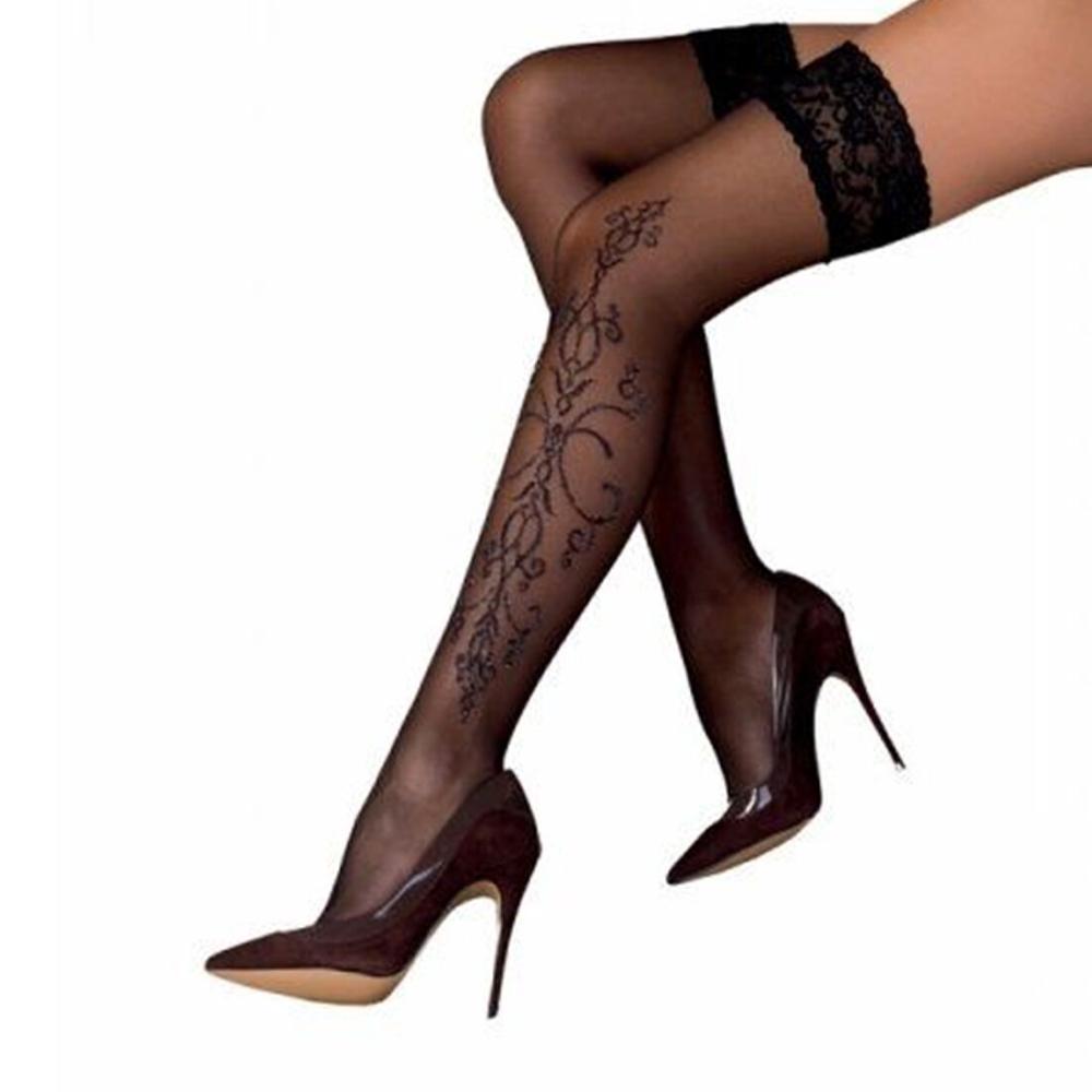 SO4279 Чорні панчохи з ефектом тату Passion ST111 nero 1/2 (20 den)