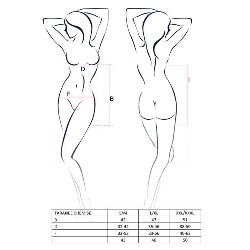 EL13803 Прозрачная сорочка приталенная TARANEE CHEMISE black XXL/XXXL - Passion, трусики