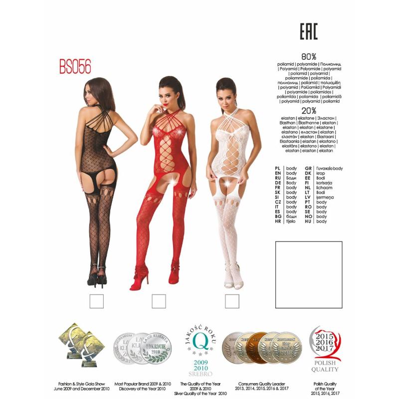 PBS056R Бодістокінг Passion BS056 red, комбінезон, імітація панчох