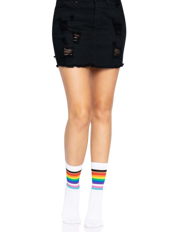 SO8584 Шкарпетки жіночі в смужку Leg Avenue Pride crew socks Rainbow, 37–43 розмір