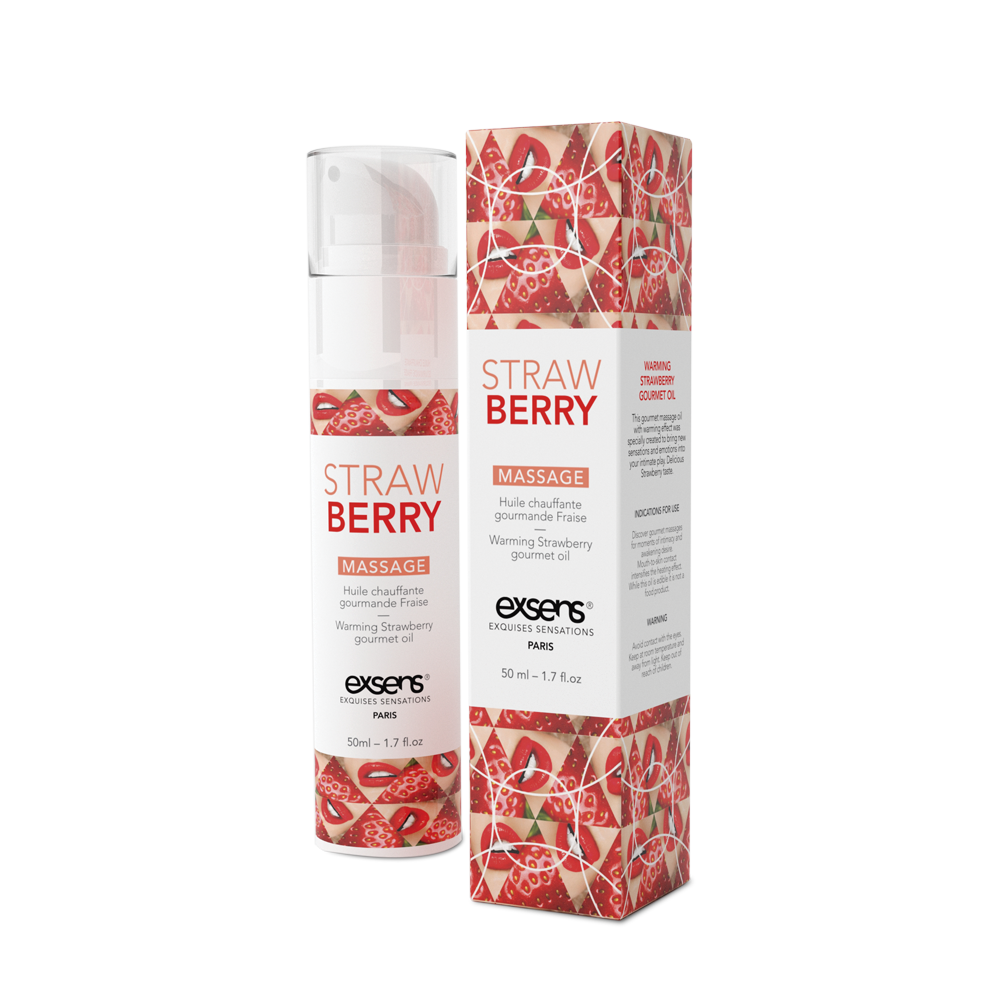 SO2359 Масажна олія EXSENS Strawberry 50 мл розігрівальна, без цукру, без парабенів, їстівна