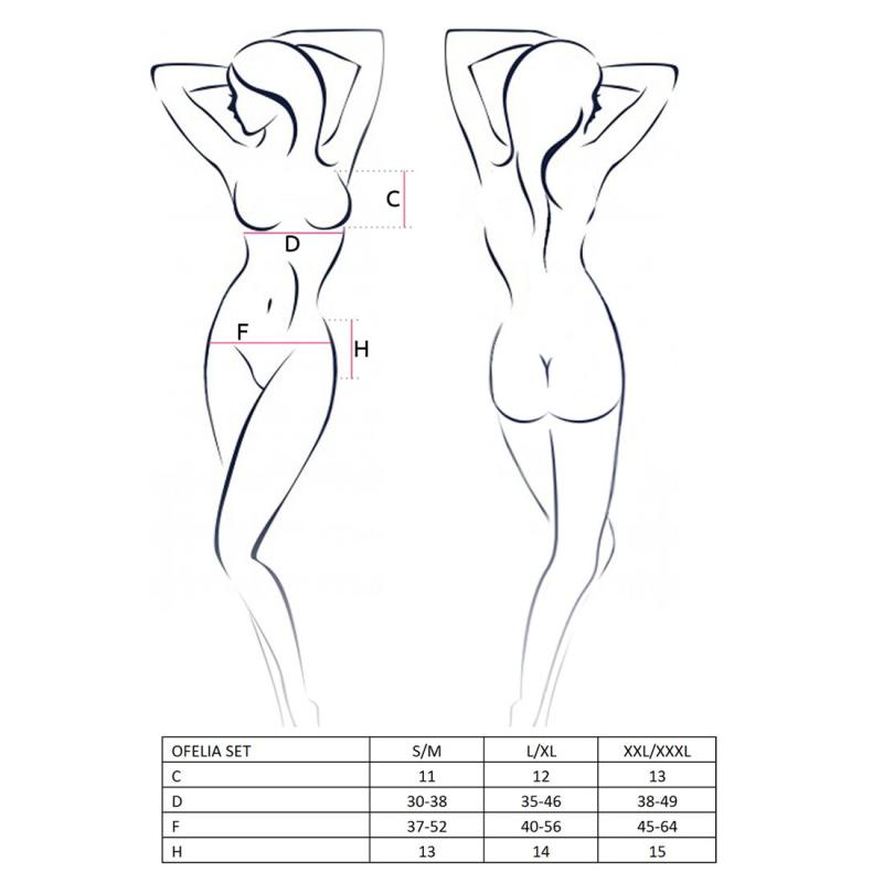EL13202 Комплект белья OFELIA SET OpenBra white S/M - Passion: стринги, открытый лиф, широкий пояс