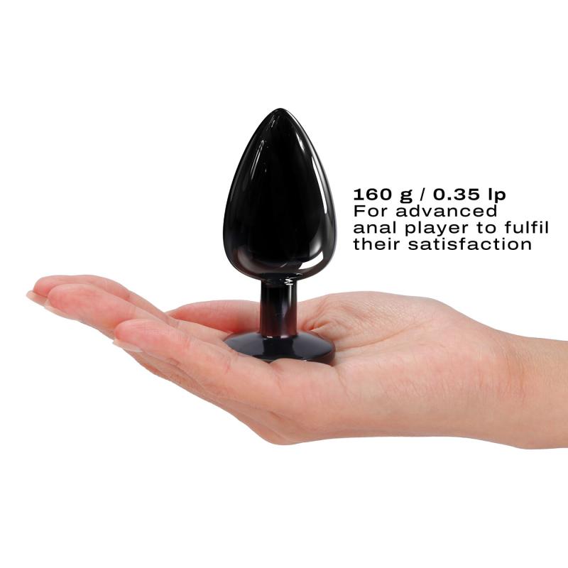 SO7810 Металева анальна пробка з кристалом Dorcel Diamond Plug Black L