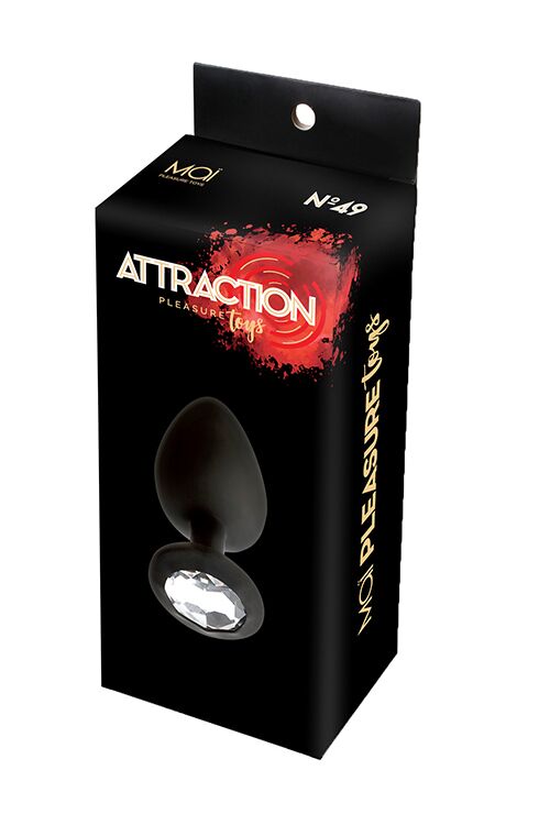 SO4632-R Анальна пробка з кристалом MAI Attraction Toys №49 Black (м'ята упаковка)