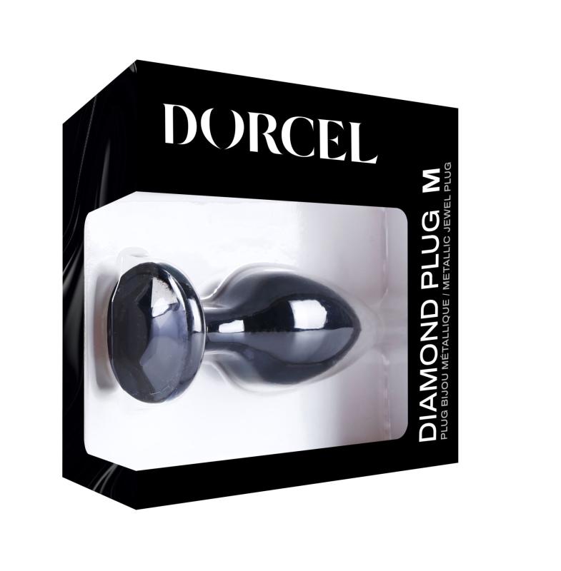 SO7809 Металева анальна пробка з кристалом Dorcel Diamond Plug Black M