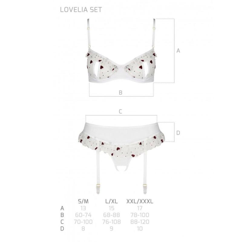 SO4782 Сексуальний комплект з поясом для панчіх LOVELIA SET white XXL/XXXL - Passion
