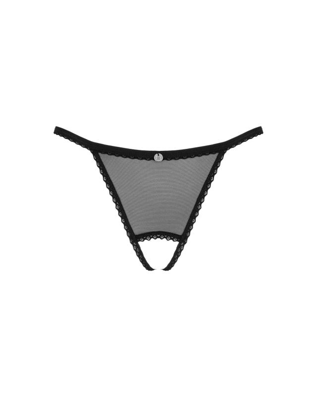 SO7873 Прозорі стрінги з доступом Obsessive Celia Noir crotchless thong XL/2XL