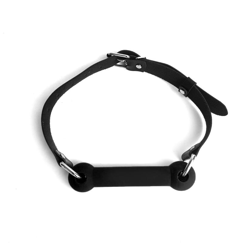 SO6705 Кляп Палиця, силікон та натуральна шкіра, Art of Sex - Gag Stick Silicon, Чорний