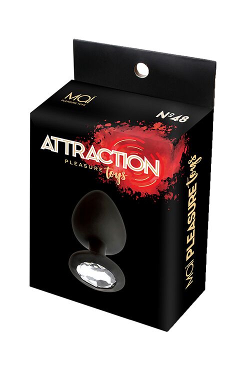 SO4630 Анальна пробка з кристалом MAI Attraction Toys №47 Black, довжина 7см, діаметр 2,8 см
