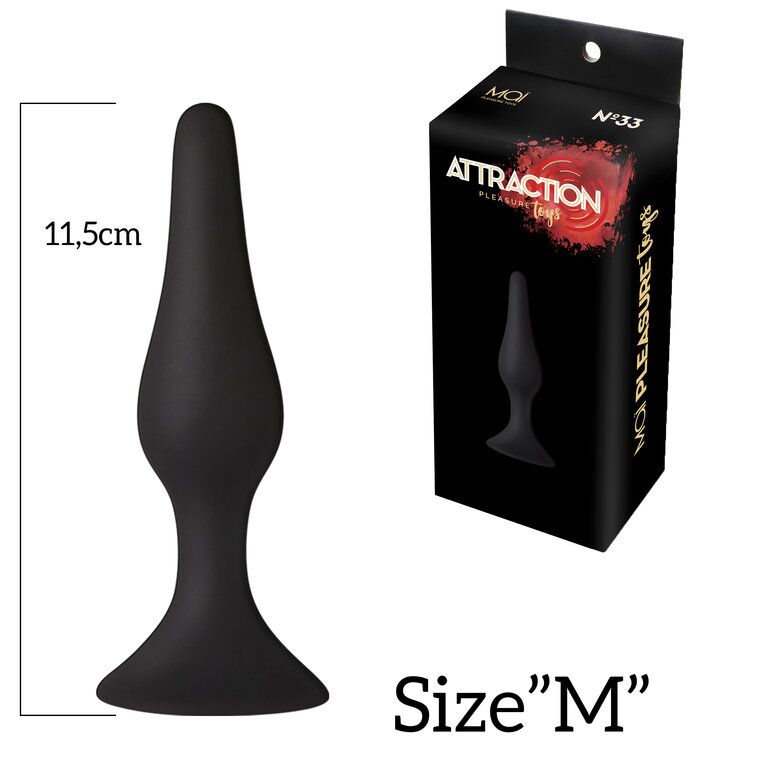 SO5012 Анальна пробка з присоскою MAI Attraction Toys №33 Black, довжина 11,5cм, діаметр 3см
