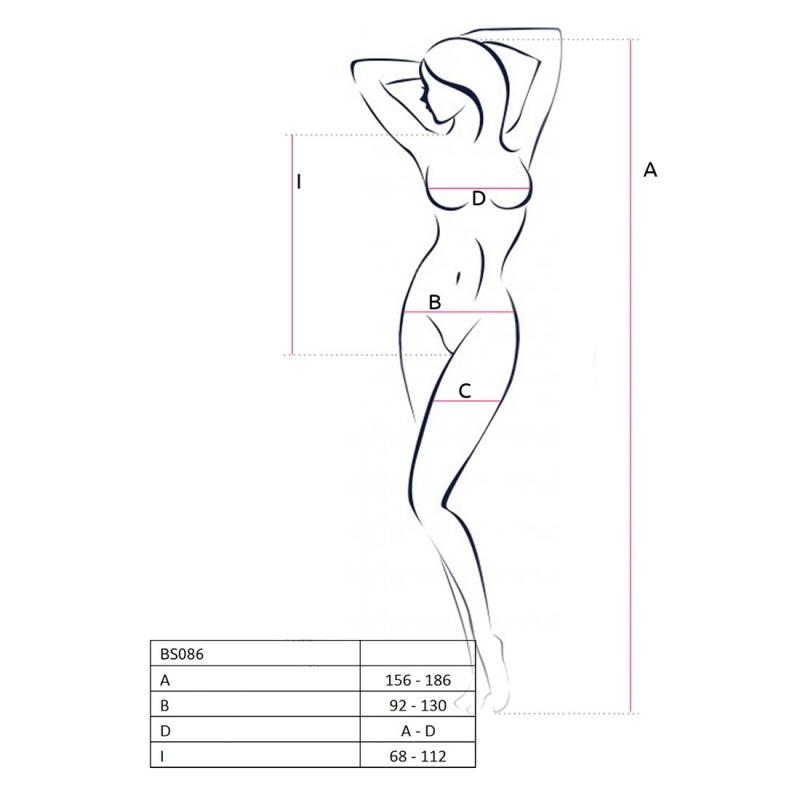 SO6378 Бодистокинг с доступом Passion BS086 white, вертикальная сетка, вырез на спинке