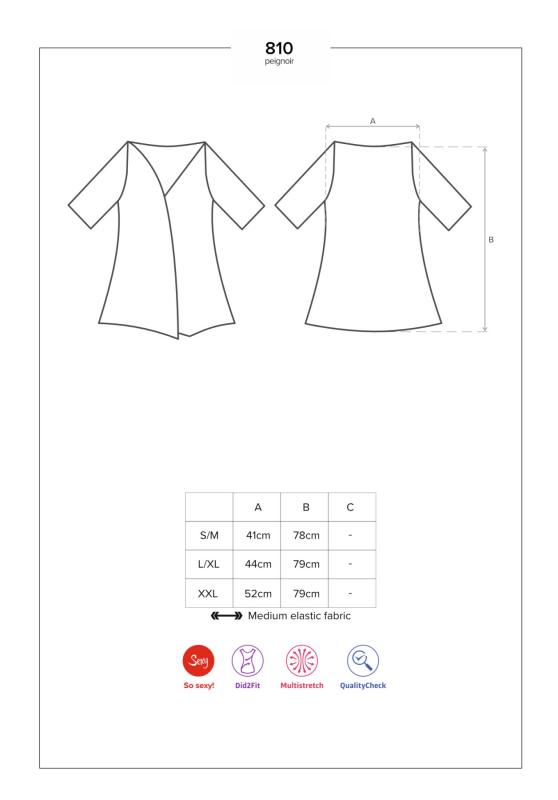 SO7160 Сатиновий відкритий пеньюар на поясі Obsessive 810-PEI–1 peignoir black S/M, чорний