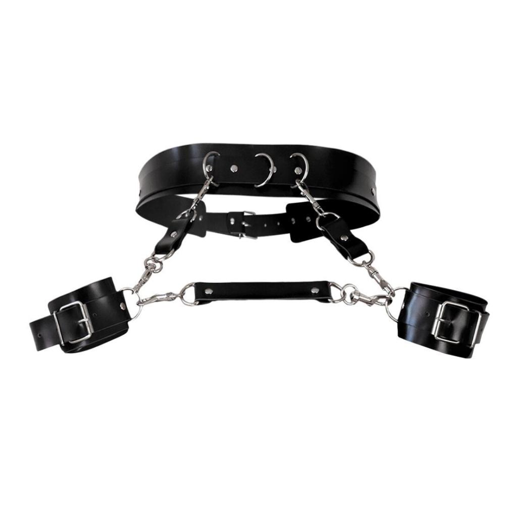 SO8297 Шкіряний пояс із наручниками Art of Sex - Kasta, Чорний L-2XL
