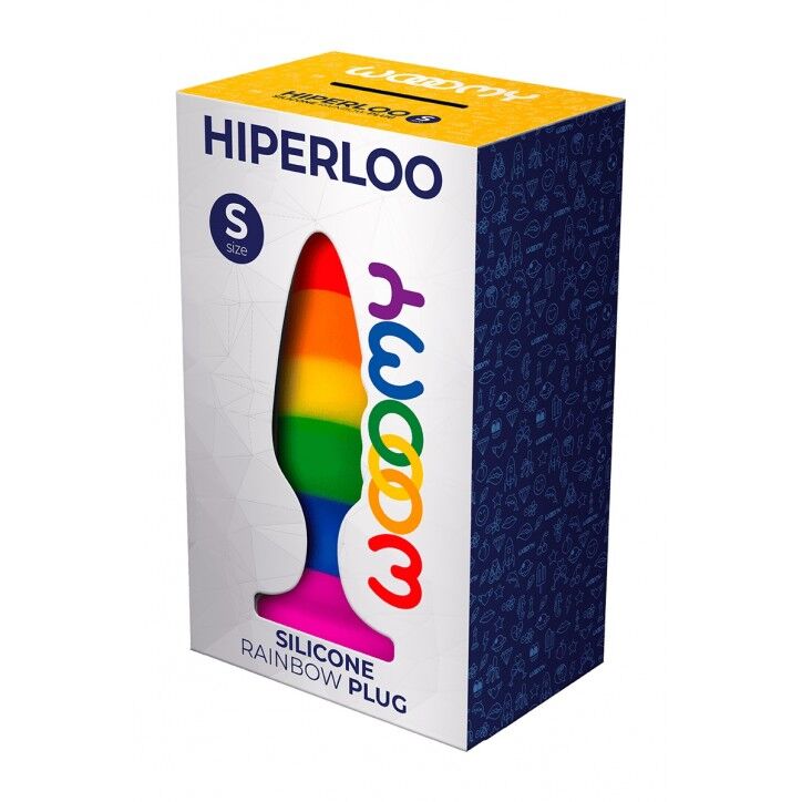 SO7424 Силіконова анальна пробка Wooomy Hiperloo Silicone Rainbow Plug S, діаметр 2,4 см, довжина 9 см