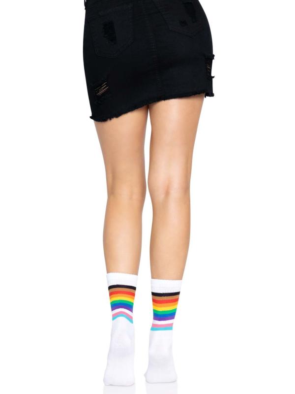 SO8584 Шкарпетки жіночі в смужку Leg Avenue Pride crew socks Rainbow, 37–43 розмір
