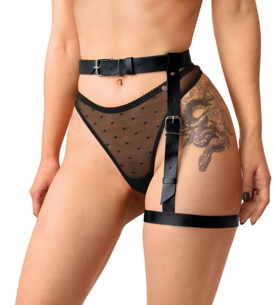 SO7370 Гартер на ногу Art of Sex - Petra, натуральная кожа, размер XS-2XL, цвет черный