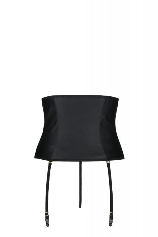 SO7063 Пояс-корсет из экокожи Passion Celine Set with Open Bra 4XL/5XL black, шнуровка, пажи, стринги