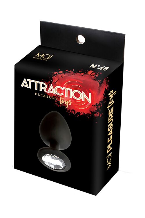 SO4631 Анальна пробка з кристалом MAI Attraction Toys №48 Black, довжина 8,2 см, діаметр 3,5 см