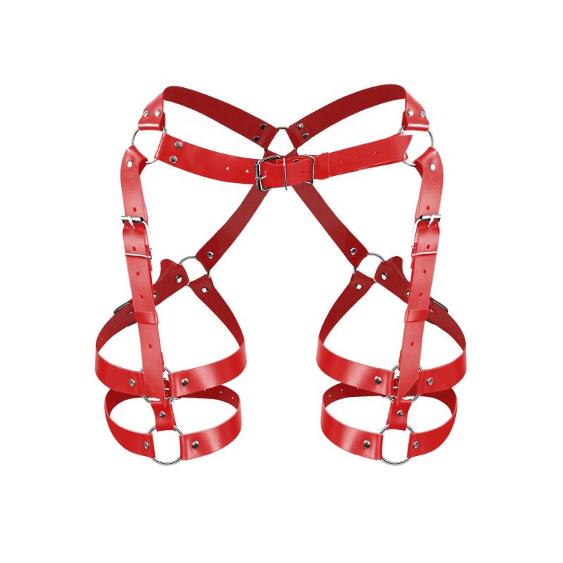 SO7512 Гартери Art of Sex Claire, натуральна шкіра, розмір XS-М, колір червоний