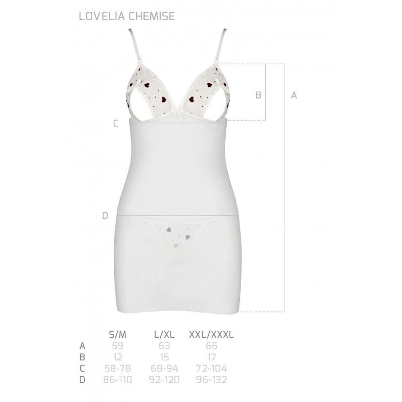 SO4763 Сорочка з вирізами на грудях + стрінги LOVELIA CHEMISE white S/M - Passion