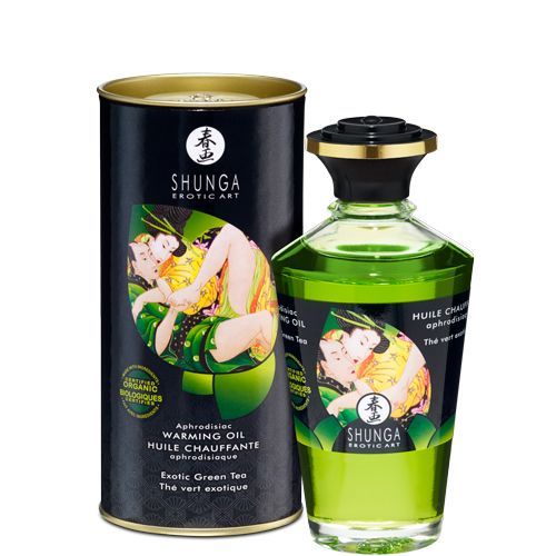SO2503 Органічна розігрівальна олія Shunga Aphrodisiac Warming Oil – Exotic green tea (100 мл) без цукру