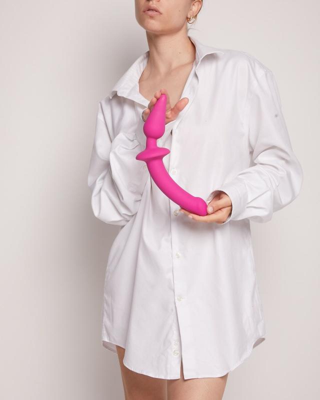 SO6829 Анальна пробка з дилдо 2в1 Strap-On-Me SWITCH PLUG-IN DILDO Fuchsia L, діаметр 4,5/3,4 см