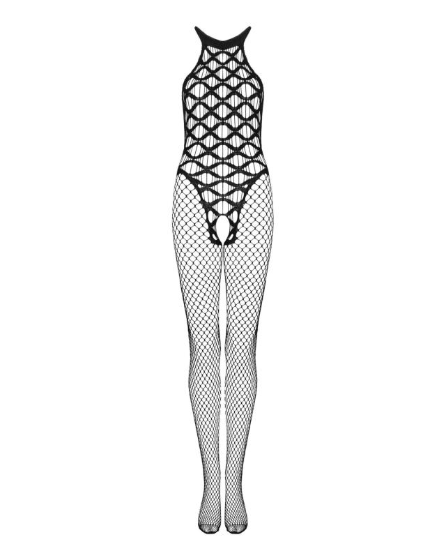SO7698 Сітчастий бодістокінг з імітацією боді Obsessive Bodystocking G332 S/M/L, black, з доступом