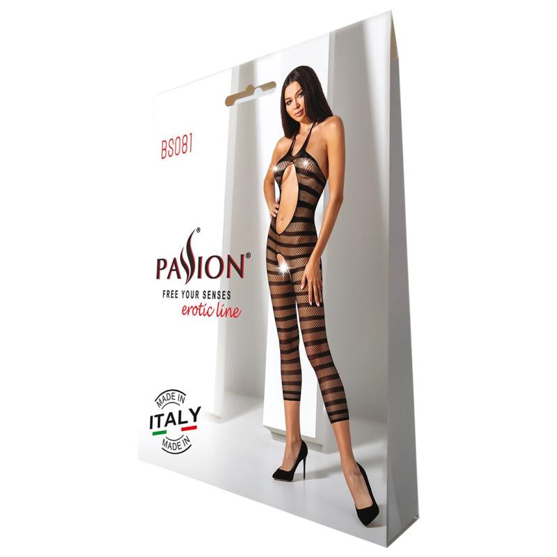 SO4732 Сітчастий бодістокінг з відкритим животом Passion BS081 black