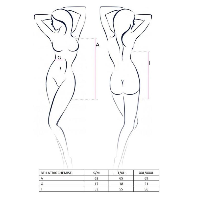 EL10502 Сорочка сукня під латекс зі шнурівкою BELLATRIX CHEMISE black S/M - Passion, трусики