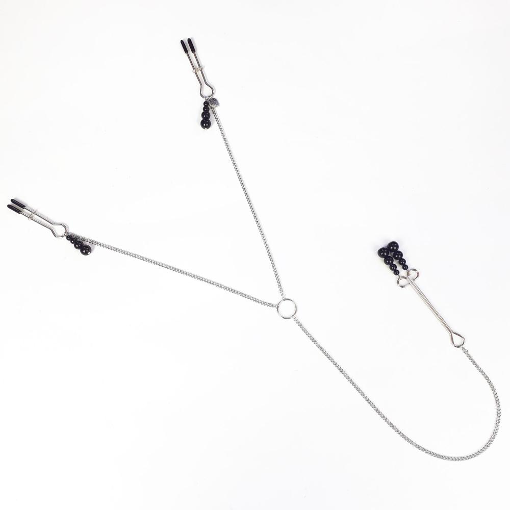 SO5869 Зажимы для сосков и клитора Art of Sex - Nipple and clit clamps Black Pearl