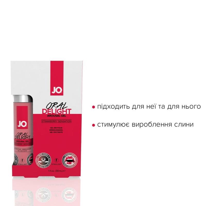 SO1496 Гель для оральных ласк System JO Oral Delight - Strawberry Sensation (30 мл), эффект холод-тепло