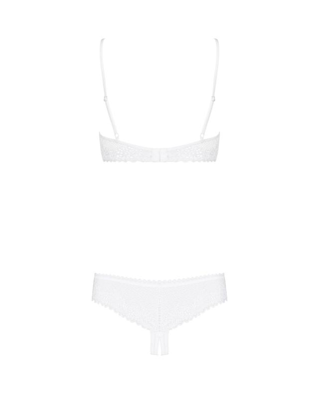 SO7194 Эротический комплект с бюстгальтером-получашкой Obsessive Alabastra S/M, белый, трусики с доступом
