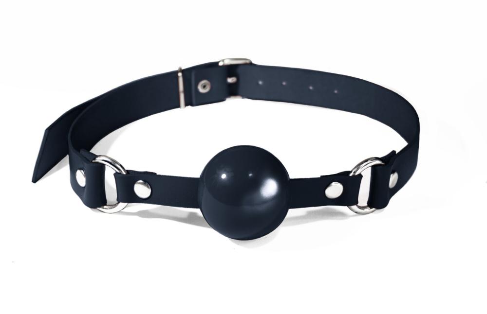 SO8265 Кляп силіконовий Feral Feelings Silicon Ball Gag Black/Black, чорний ремінець, чорна кулька