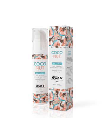 Массажное масло EXSENS Coconut 50мл разогревающее, без сахара, без парабенов, съедобное