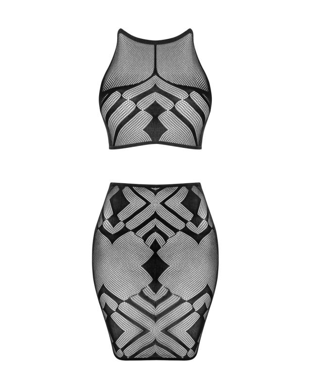 SO8191 Еротичний напівпрозорий комплект Obsessive K101 top & skirt S/M/L, топ, спідниця